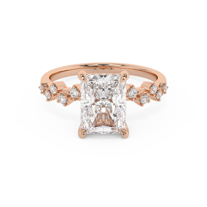 Emerald Solitaire Lab Grown Diamond Engagement Ring