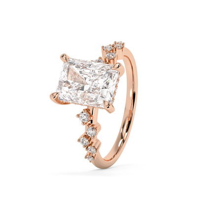 Emerald Solitaire Lab Grown Diamond Engagement Ring