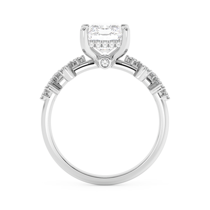 Emerald Solitaire Lab Grown Diamond Engagement Ring