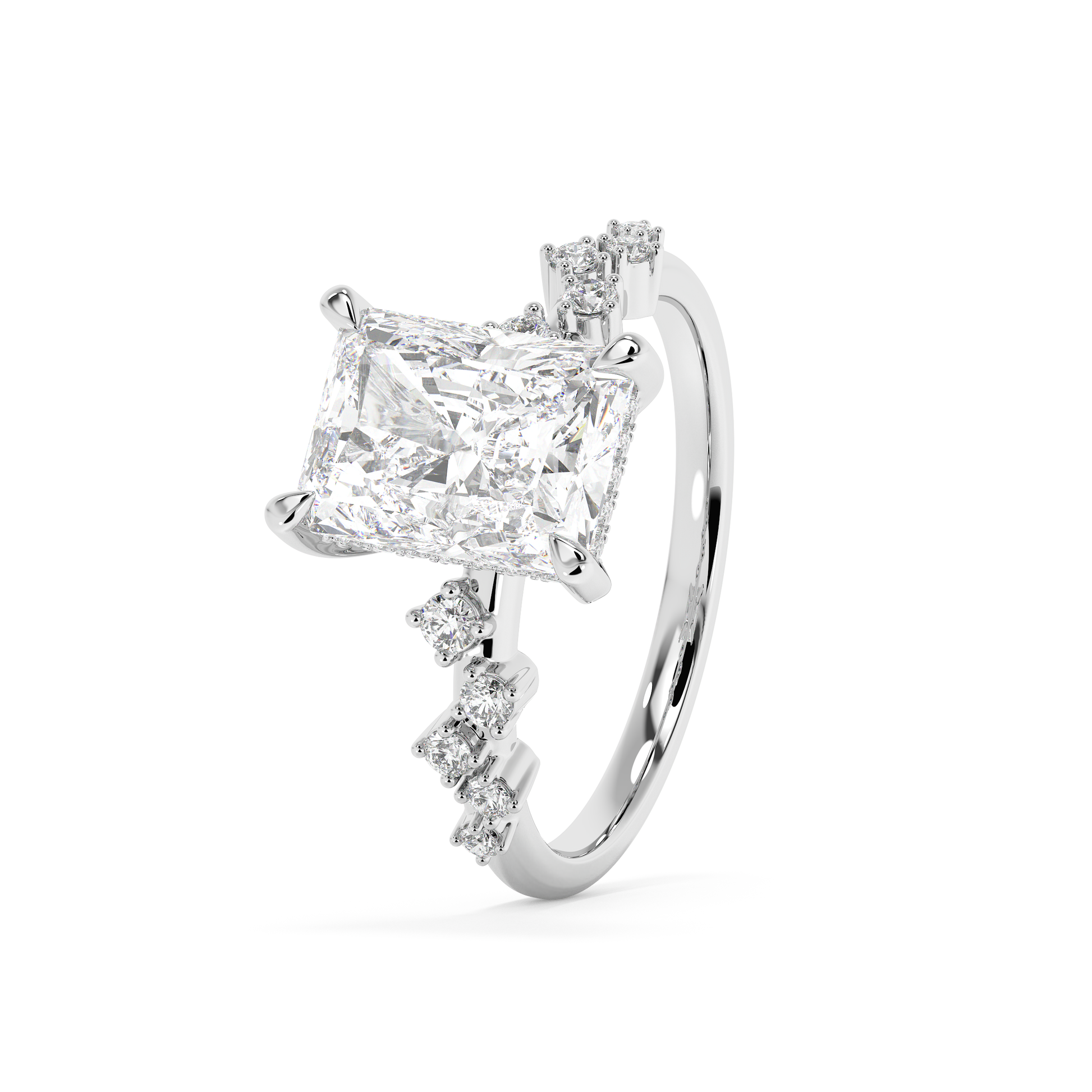 Emerald Solitaire Lab Grown Diamond Engagement Ring