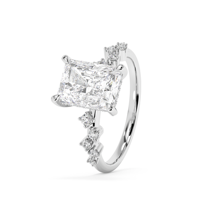 Emerald Solitaire Lab Grown Diamond Engagement Ring