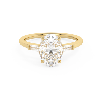 Emerald Solitaire Lab Grown Diamond Engagement Ring