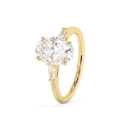 Emerald Solitaire Lab Grown Diamond Engagement Ring