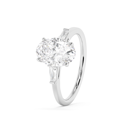 Emerald Solitaire Lab Grown Diamond Engagement Ring