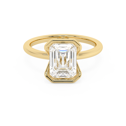 Emerald Solitaire Lab Grown Diamond Engagement Ring
