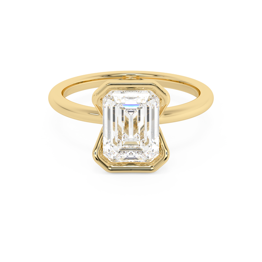 Emerald Solitaire Lab Grown Diamond Engagement Ring