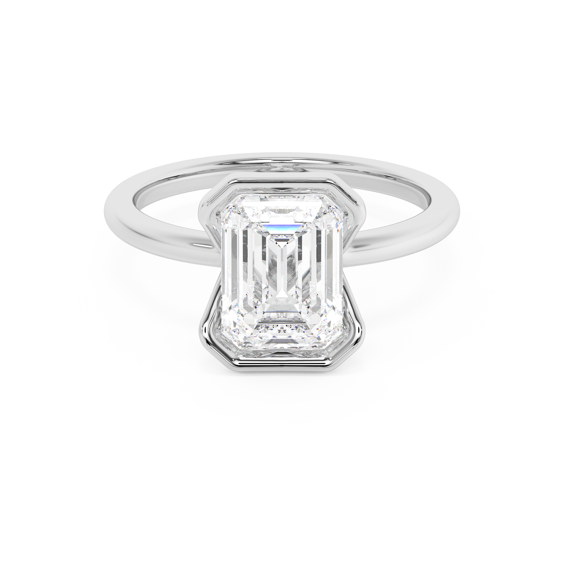 Emerald Solitaire Lab Grown Diamond Engagement Ring
