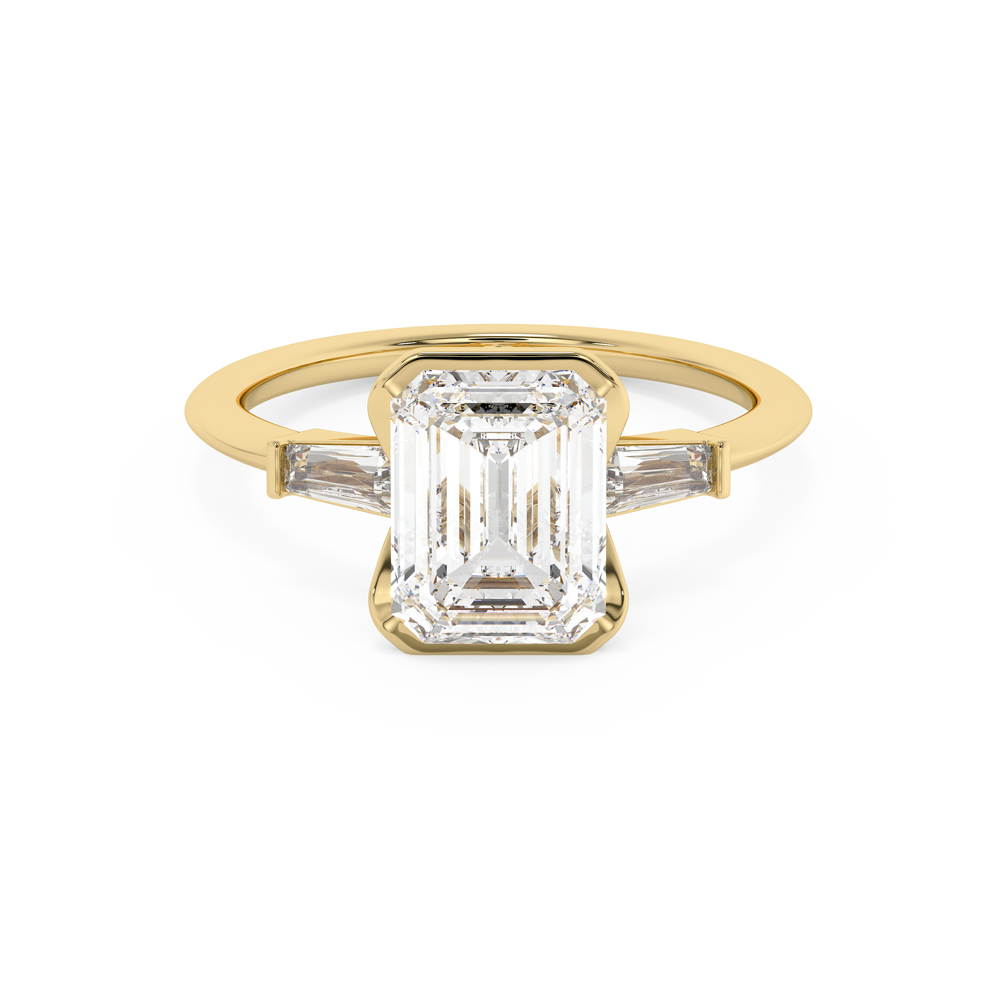 Emerald Solitaire Lab Grown Diamond Engagement Ring
