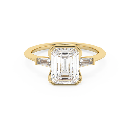 Emerald Solitaire Lab Grown Diamond Engagement Ring