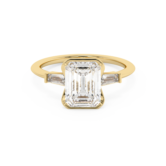 Emerald Solitaire Lab Grown Diamond Engagement Ring