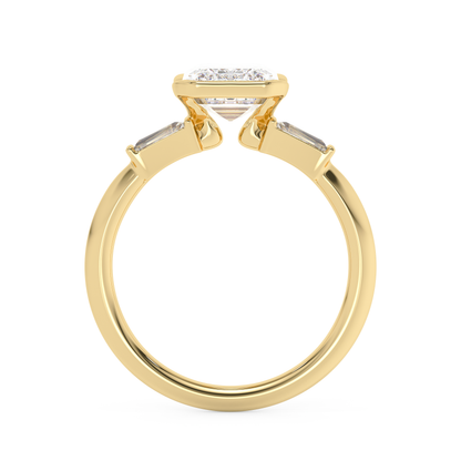 Emerald Solitaire Lab Grown Diamond Engagement Ring