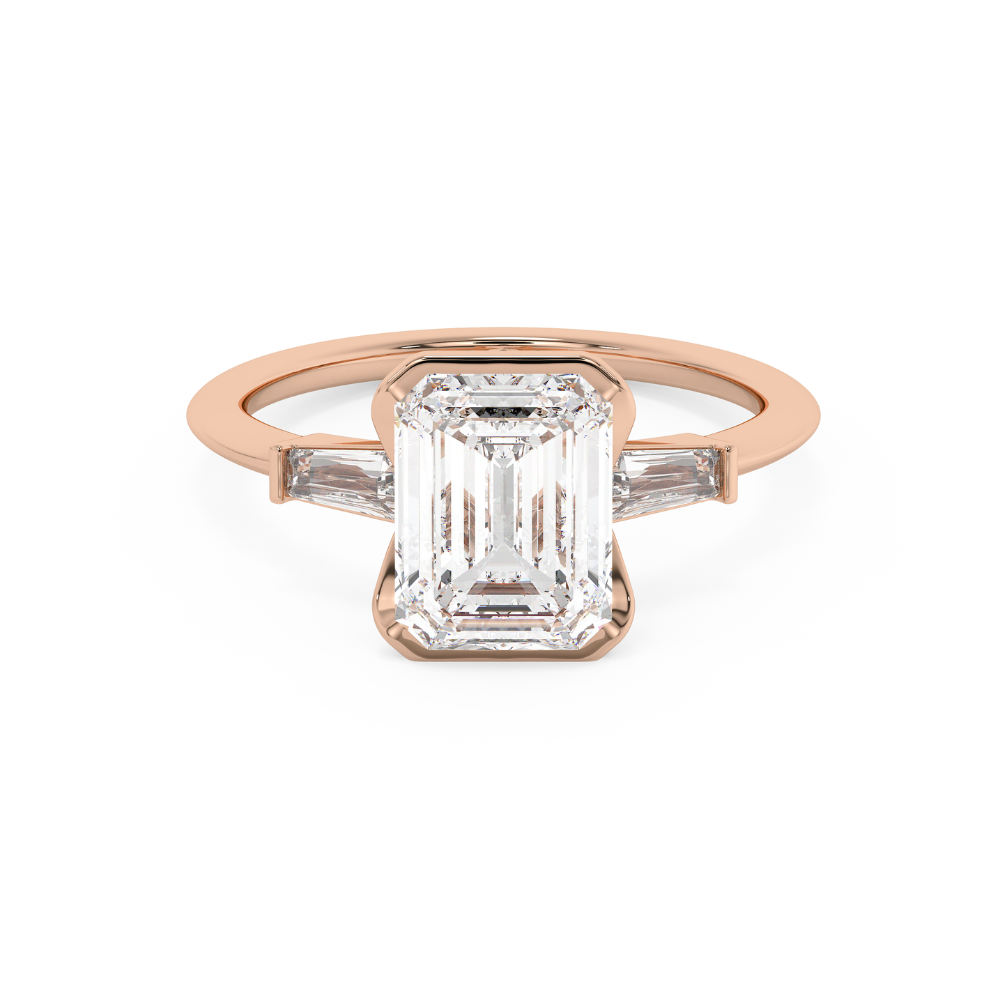 Emerald Solitaire Lab Grown Diamond Engagement Ring