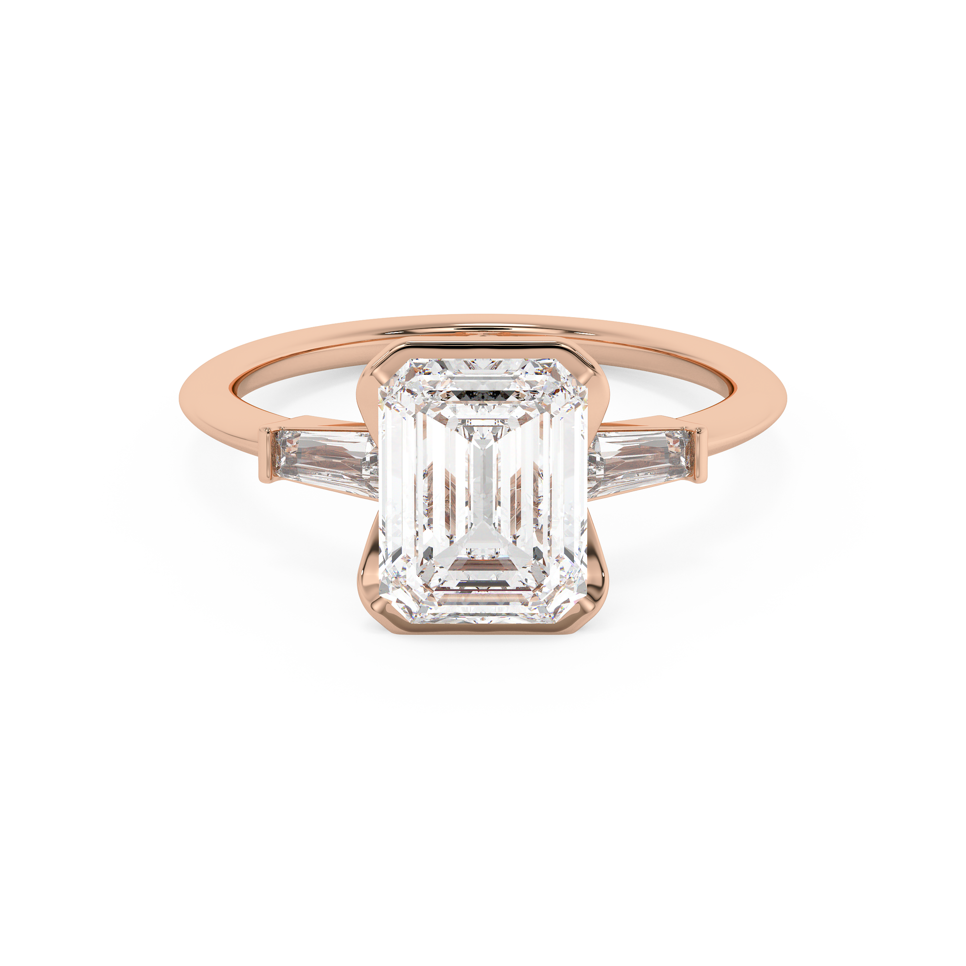Emerald Solitaire Lab Grown Diamond Engagement Ring