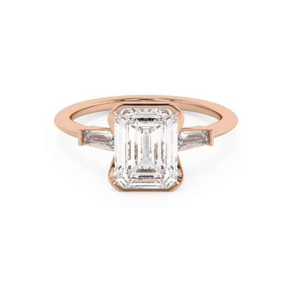 Emerald Solitaire Lab Grown Diamond Engagement Ring