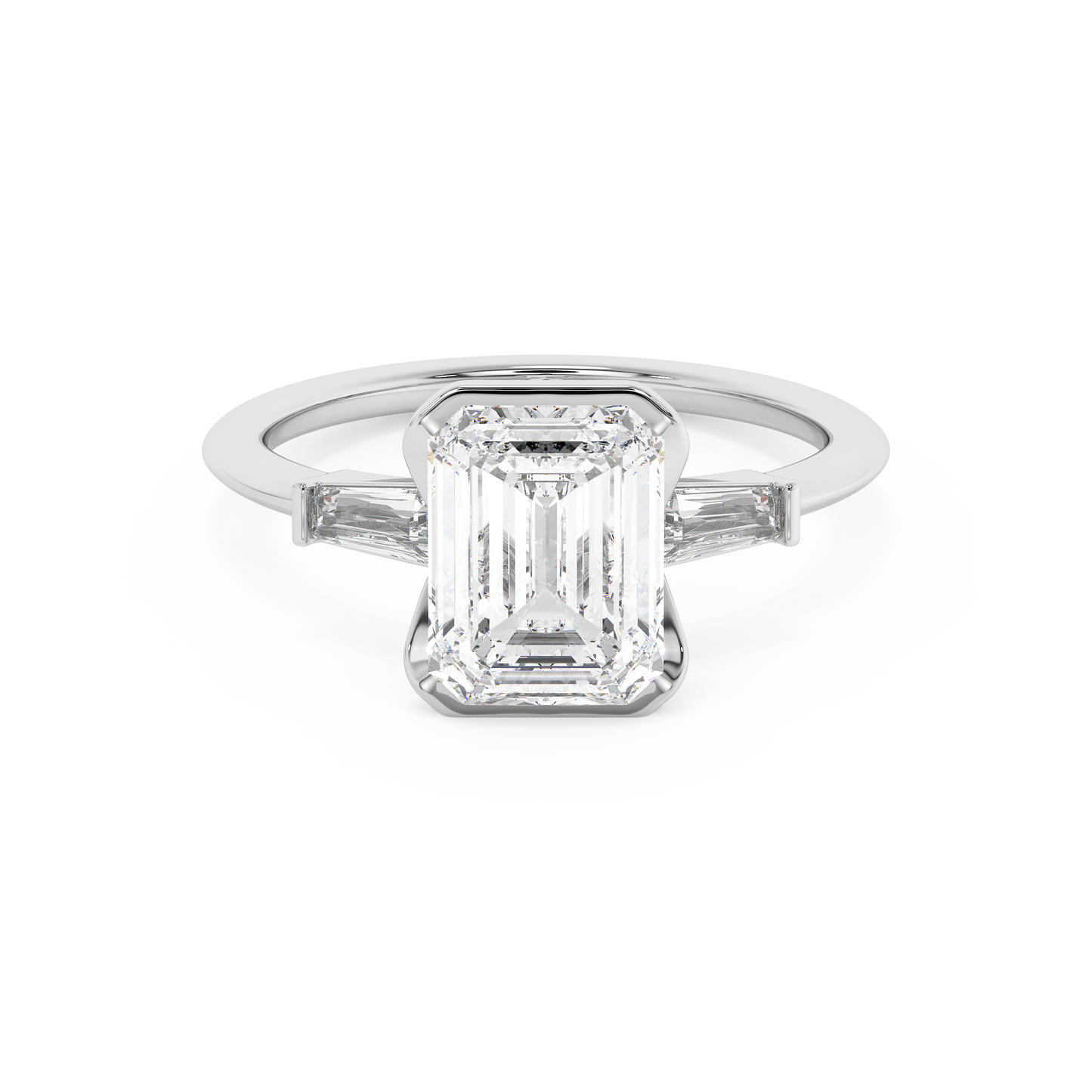Emerald Solitaire Lab Grown Diamond Engagement Ring