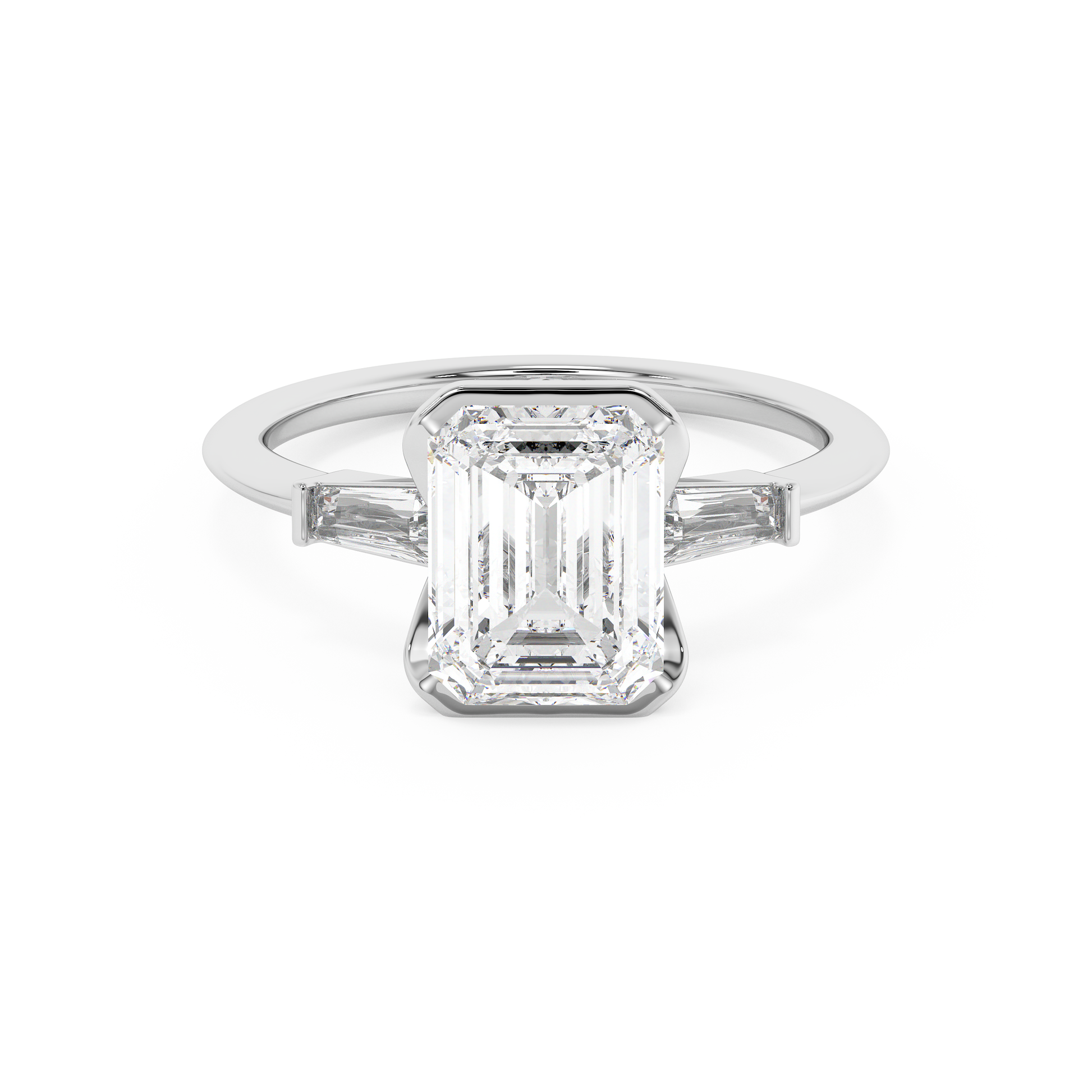 Emerald Solitaire Lab Grown Diamond Engagement Ring