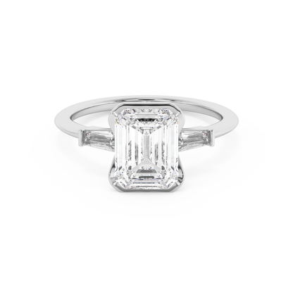Emerald Solitaire Lab Grown Diamond Engagement Ring
