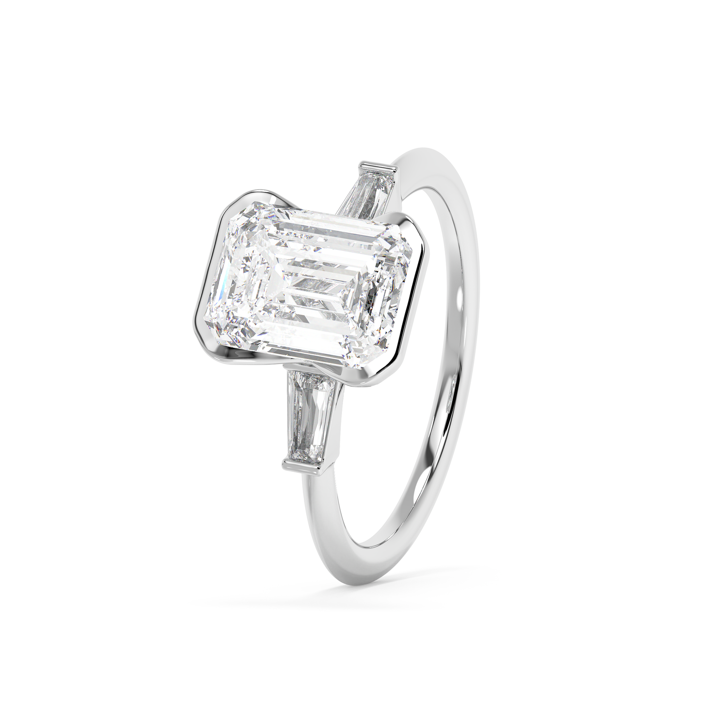 Emerald Solitaire Lab Grown Diamond Engagement Ring