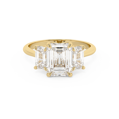 Emerald Solitaire Lab Grown Diamond Engagement Ring