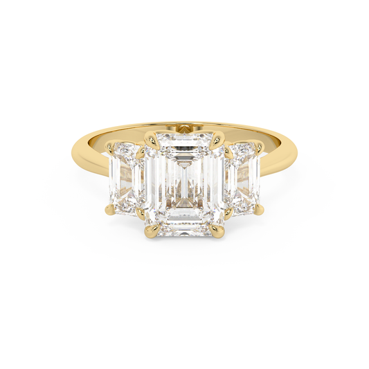 Emerald Solitaire Lab Grown Diamond Engagement Ring