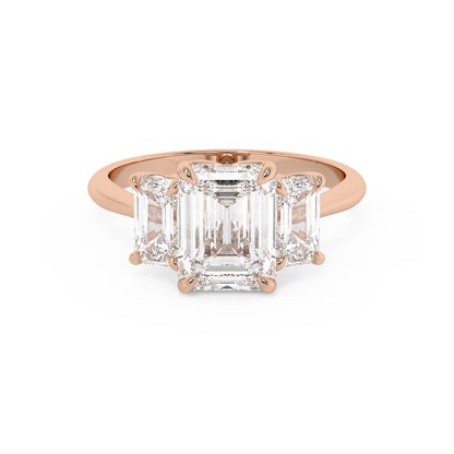 Emerald Solitaire Lab Grown Diamond Engagement Ring