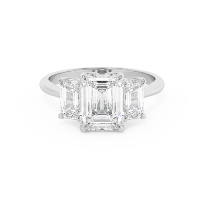 Emerald Solitaire Lab Grown Diamond Engagement Ring