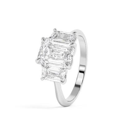 Emerald Solitaire Lab Grown Diamond Engagement Ring