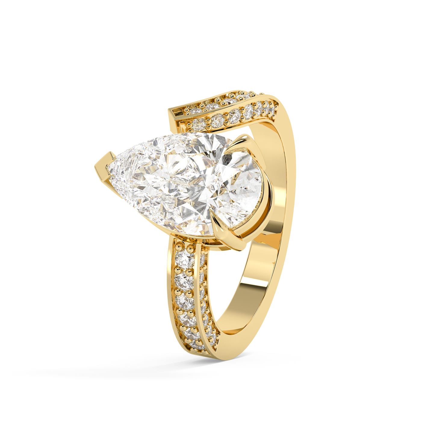 Emerald Solitaire Lab Grown Diamond Engagement Ring