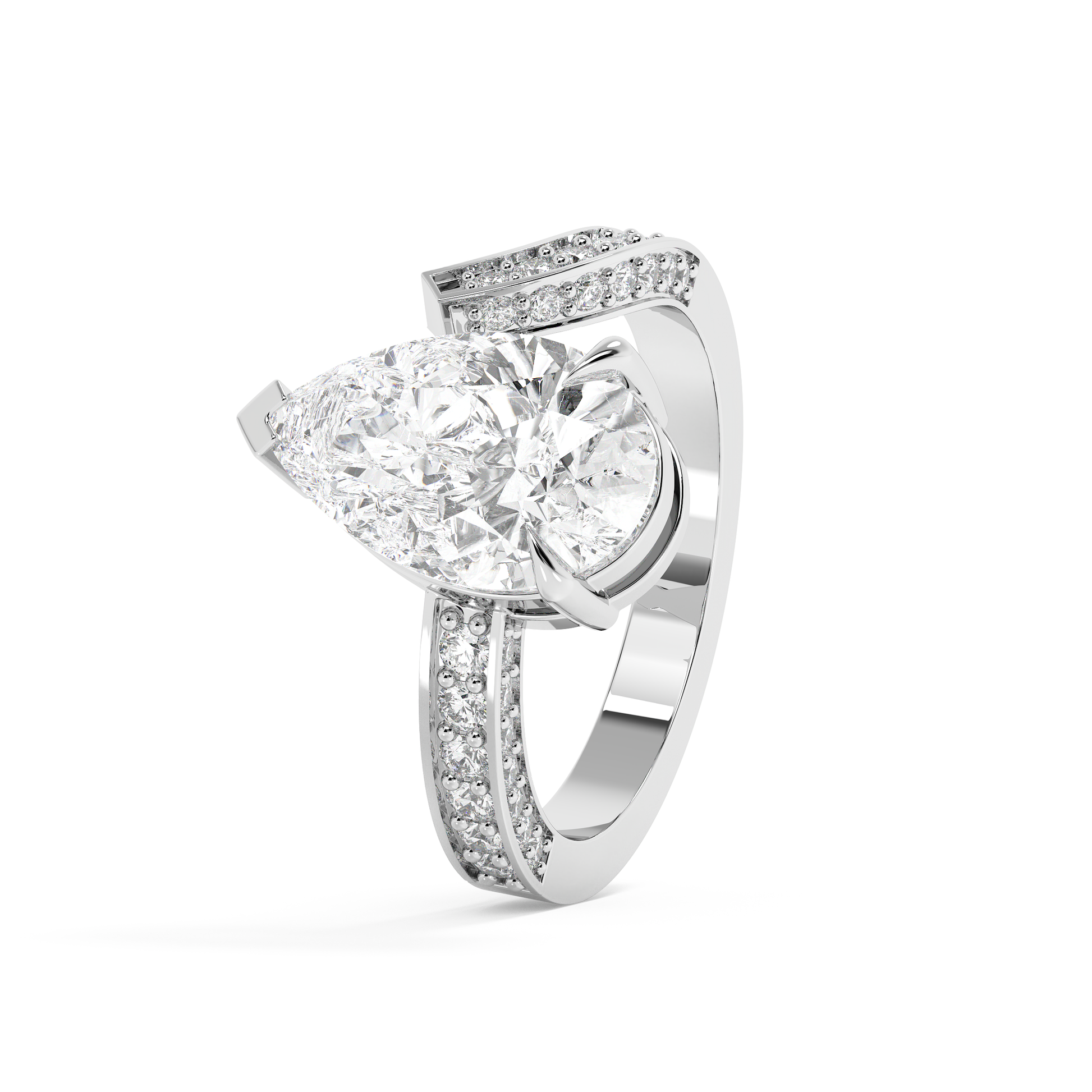 Emerald Solitaire Lab Grown Diamond Engagement Ring
