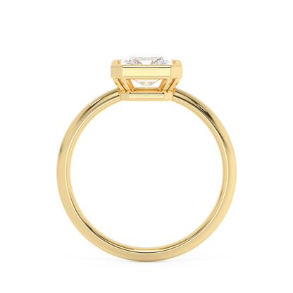 Emerald Solitaire Lab Grown Diamond Engagement Ring