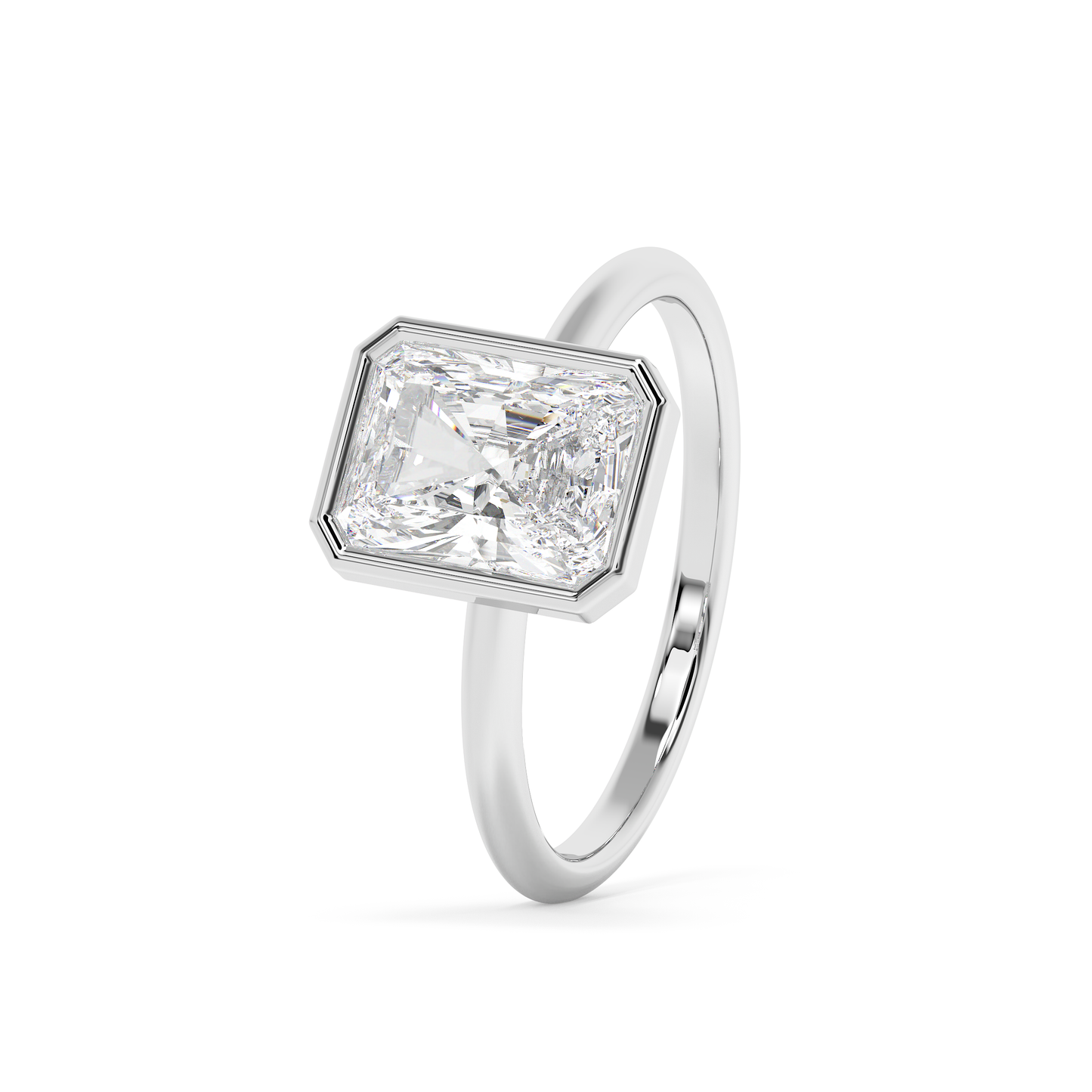 Emerald Solitaire Lab Grown Diamond Engagement Ring