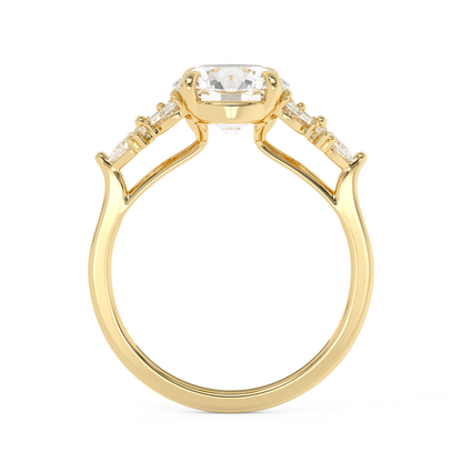 Emerald Solitaire Lab Grown Diamond Engagement Ring