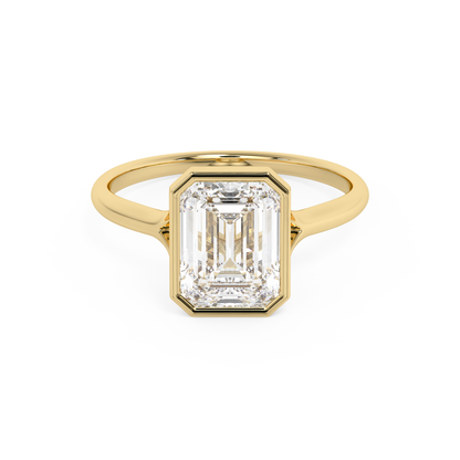 Emerald Solitaire Lab Grown Diamond Engagement Ring