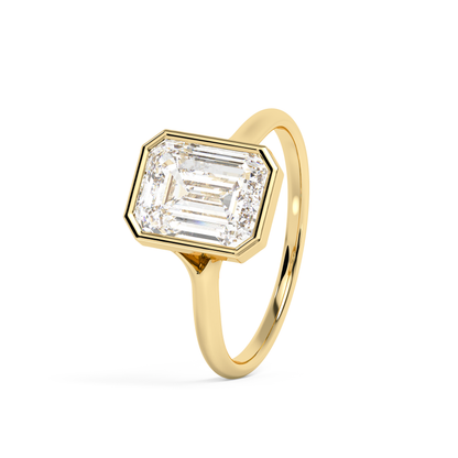 Emerald Solitaire Lab Grown Diamond Engagement Ring