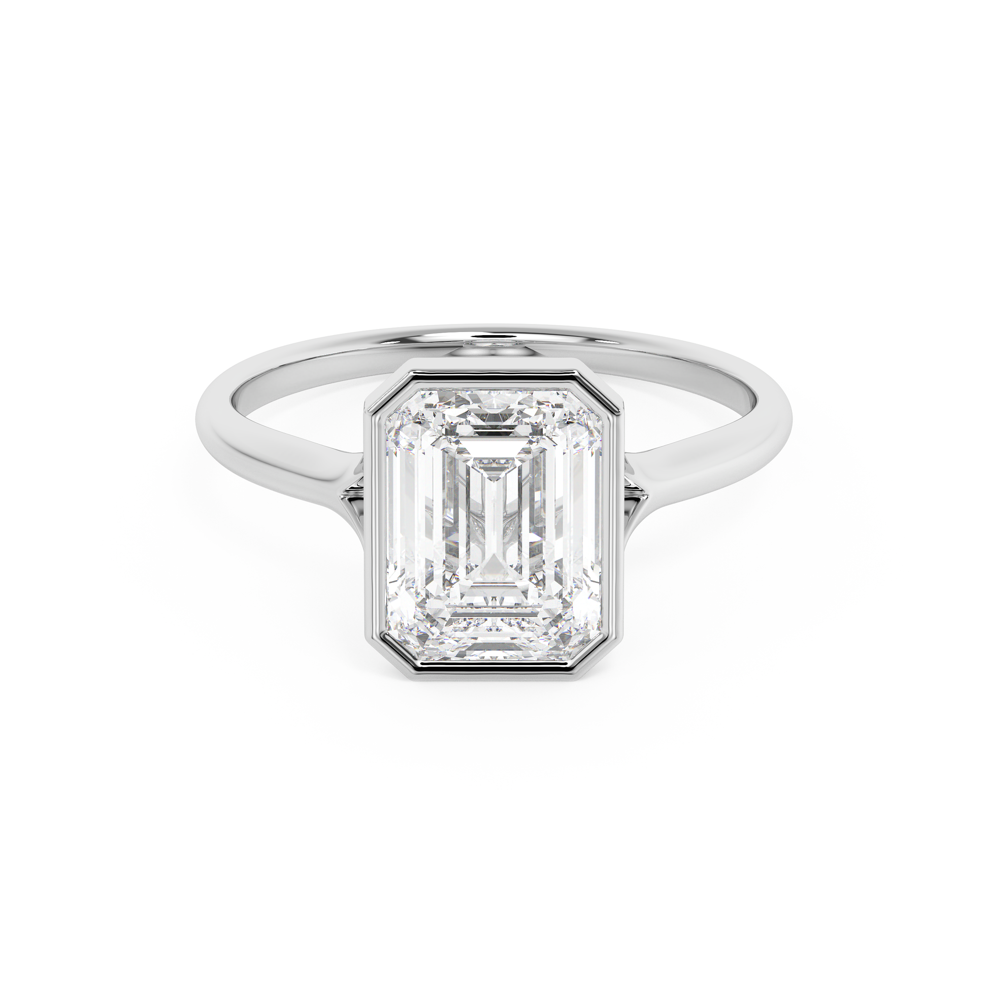 Emerald Solitaire Lab Grown Diamond Engagement Ring