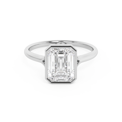 Emerald Solitaire Lab Grown Diamond Engagement Ring