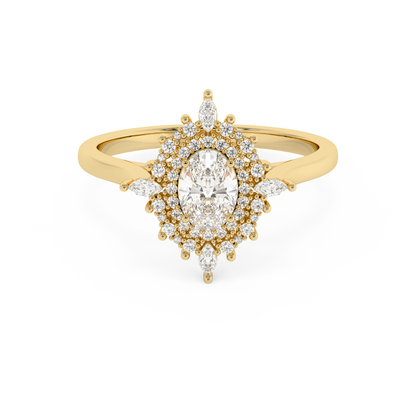 Emerald Solitaire Lab Grown Diamond Engagement Ring