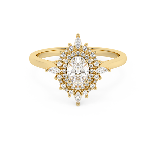 Emerald Solitaire Lab Grown Diamond Engagement Ring