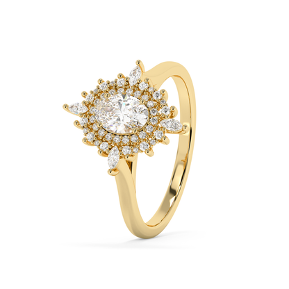 Emerald Solitaire Lab Grown Diamond Engagement Ring