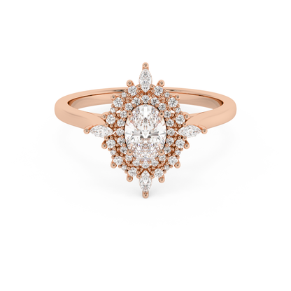Emerald Solitaire Lab Grown Diamond Engagement Ring