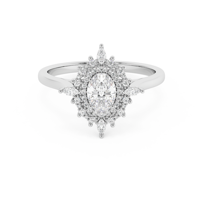 Emerald Solitaire Lab Grown Diamond Engagement Ring