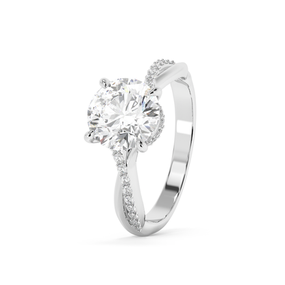 Emerald Solitaire Lab Grown Diamond Engagement Ring