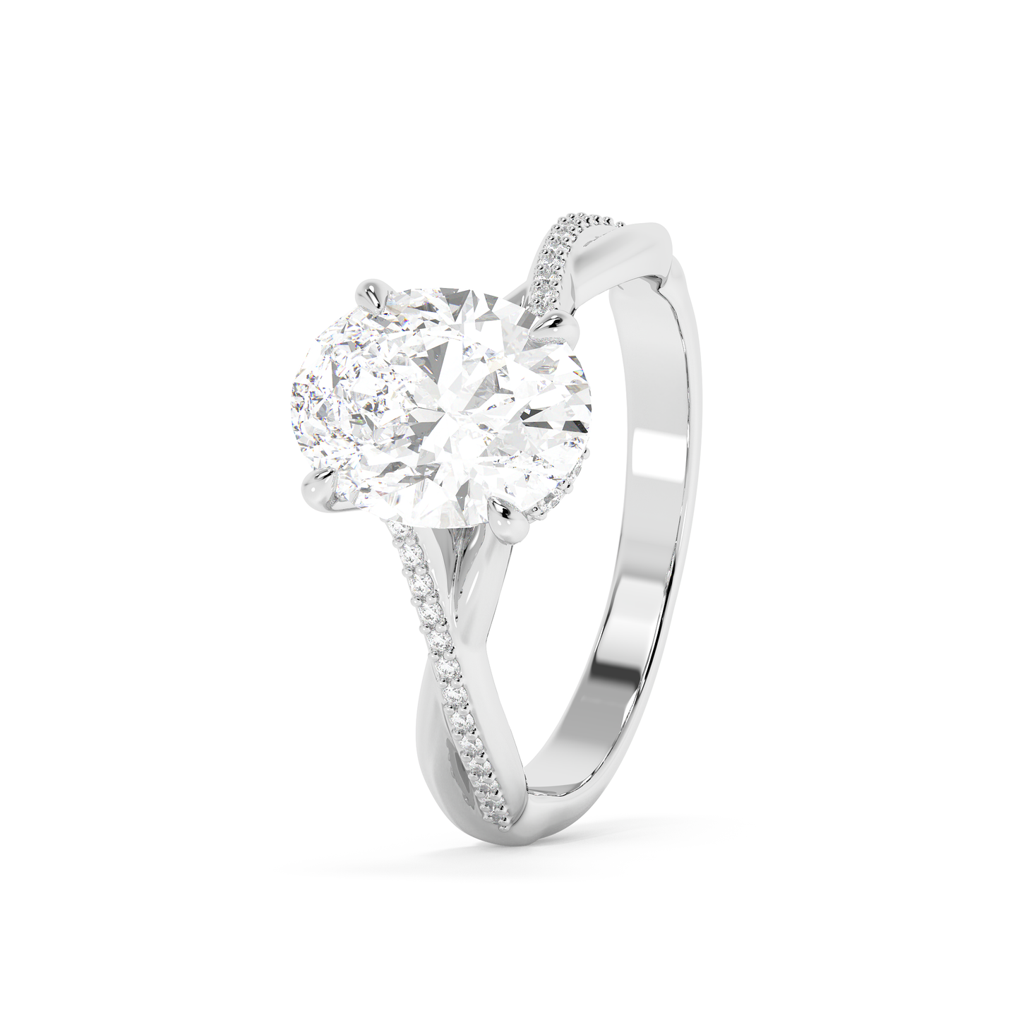 Emerald Solitaire Lab Grown Diamond Engagement Ring