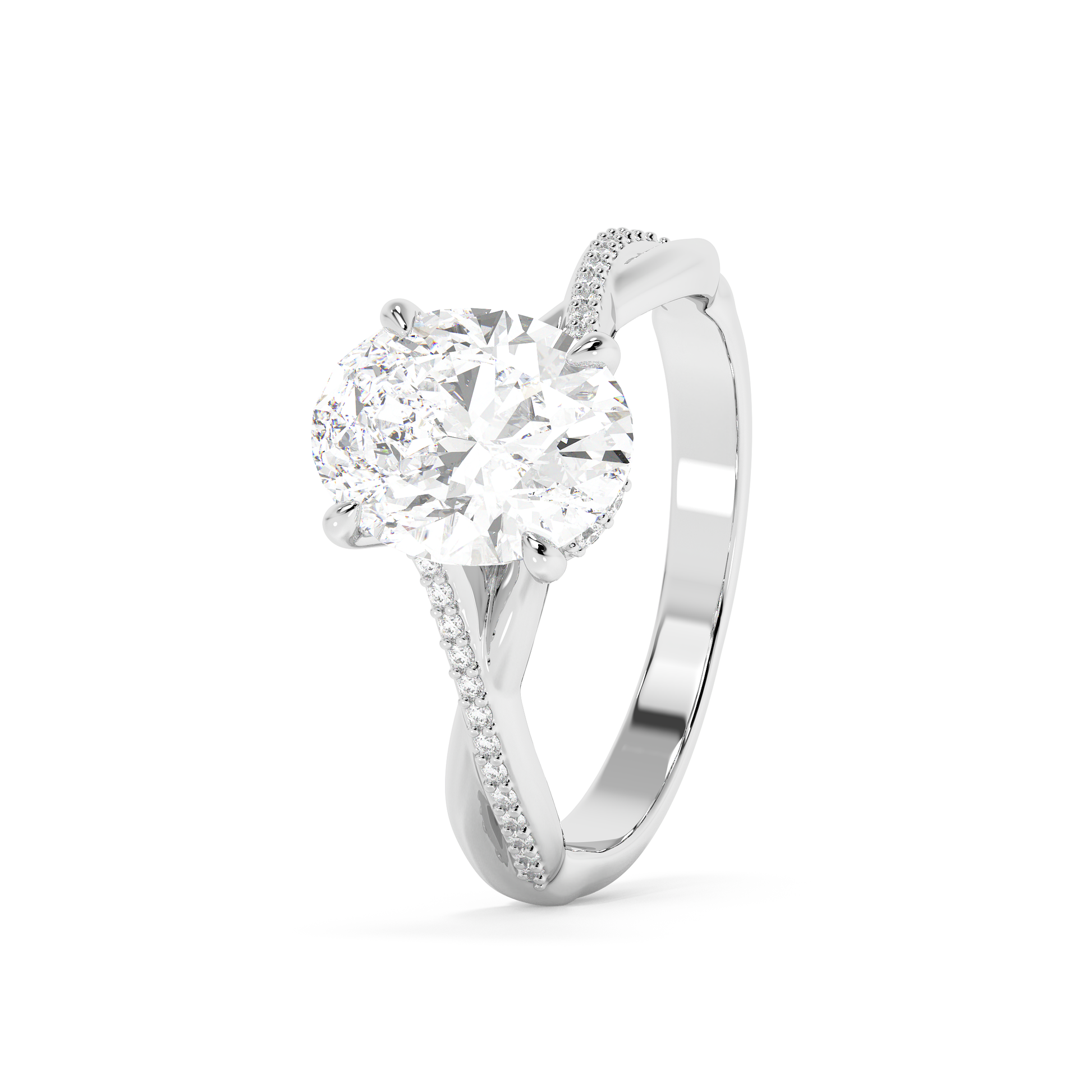 Emerald Solitaire Lab Grown Diamond Engagement Ring