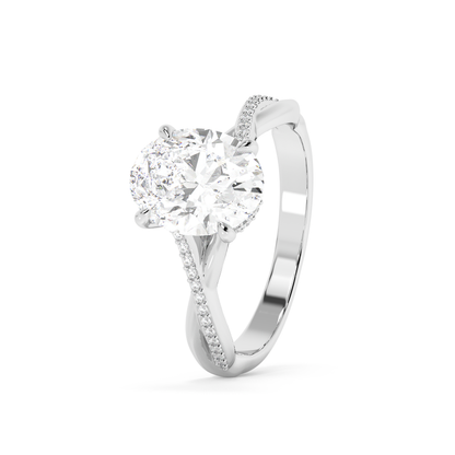 Emerald Solitaire Lab Grown Diamond Engagement Ring