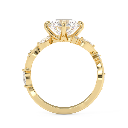 Emerald Solitaire Lab Grown Diamond Engagement Ring