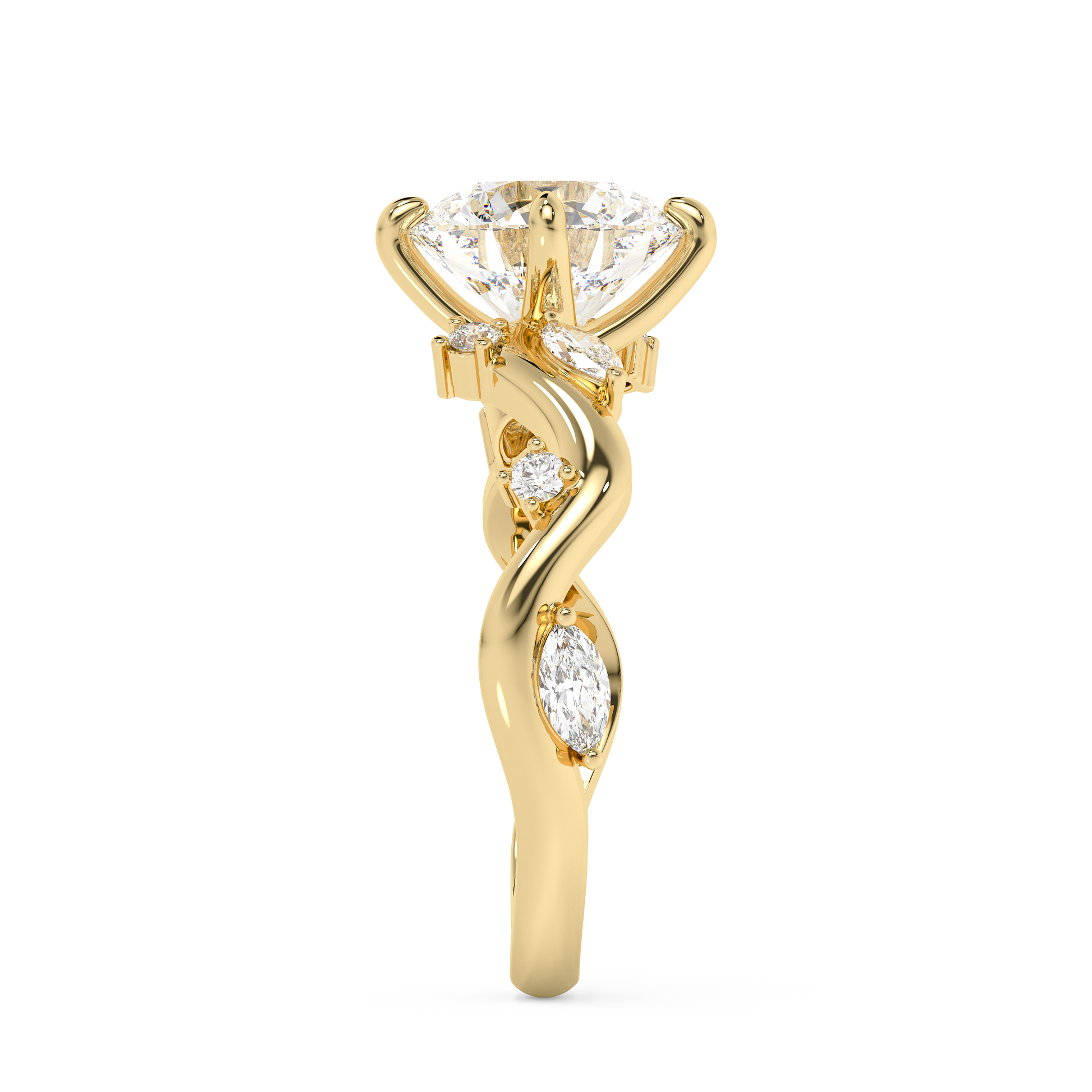 Emerald Solitaire Lab Grown Diamond Engagement Ring