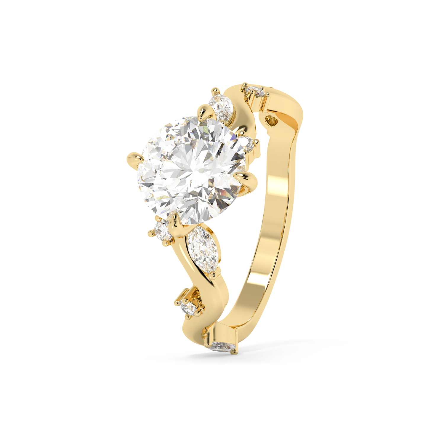 Emerald Solitaire Lab Grown Diamond Engagement Ring