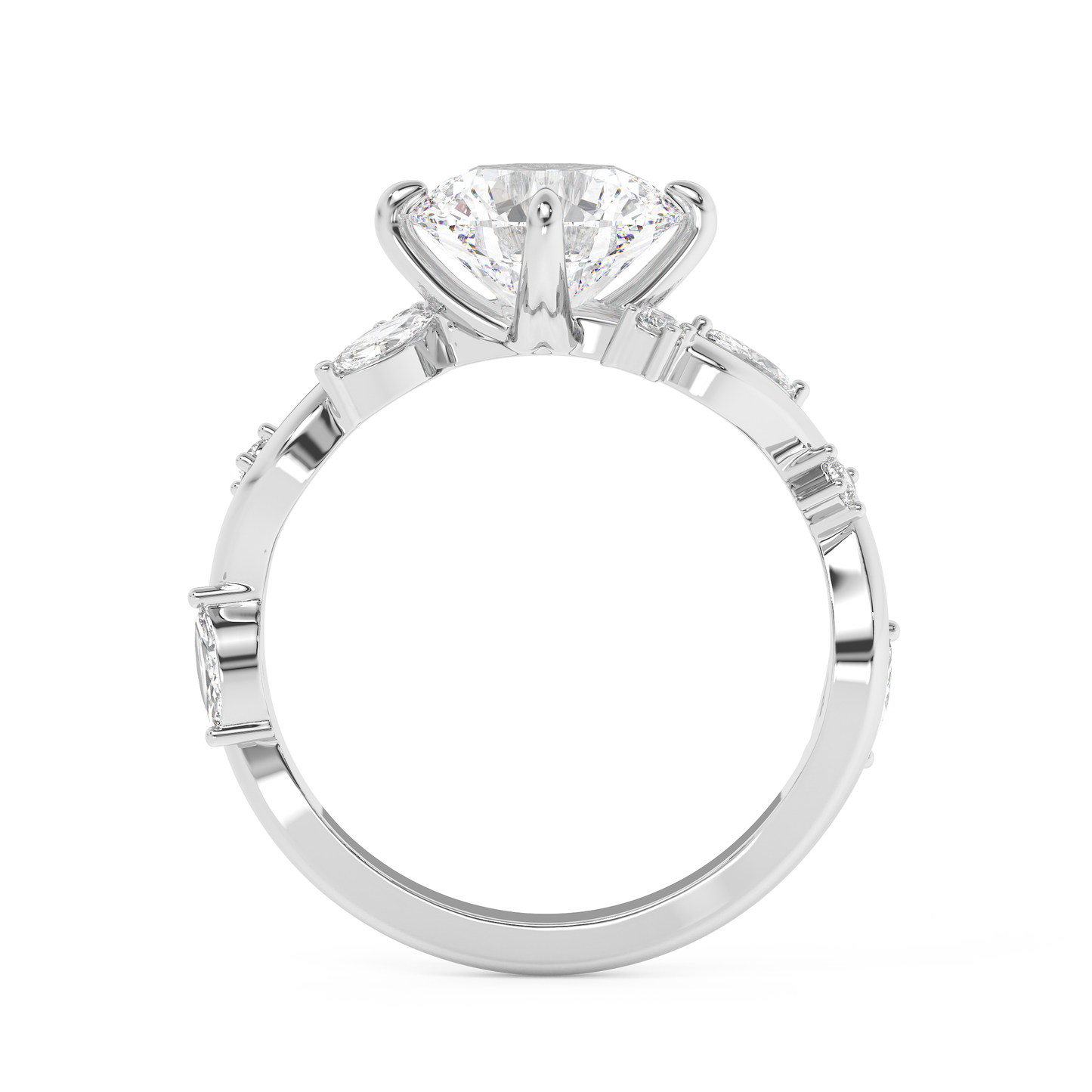 Emerald Solitaire Lab Grown Diamond Engagement Ring