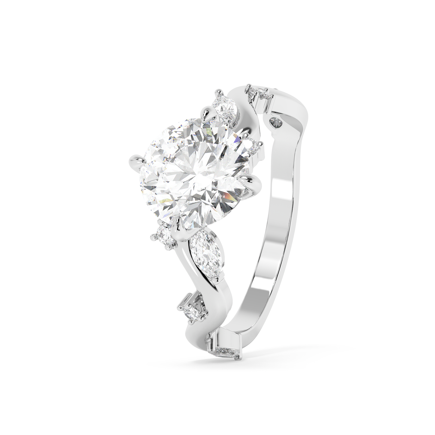 Emerald Solitaire Lab Grown Diamond Engagement Ring